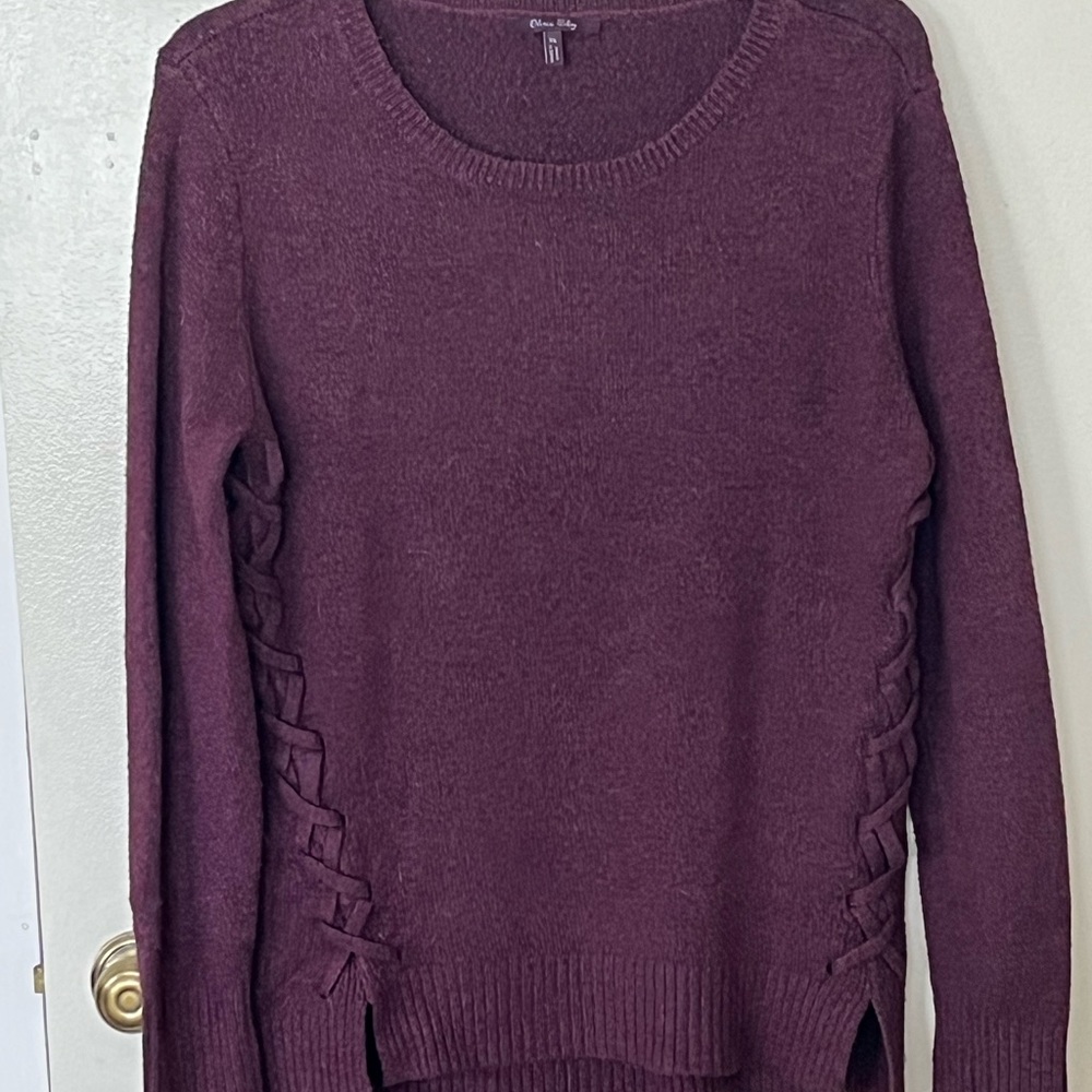 Olivia Sky Plum Sweater with Side Details